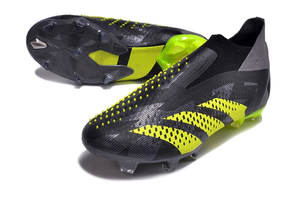 Chuteira adidas Predator Accuracy+ FG – Preto e Verde, Sem Cadarço, Knit Total