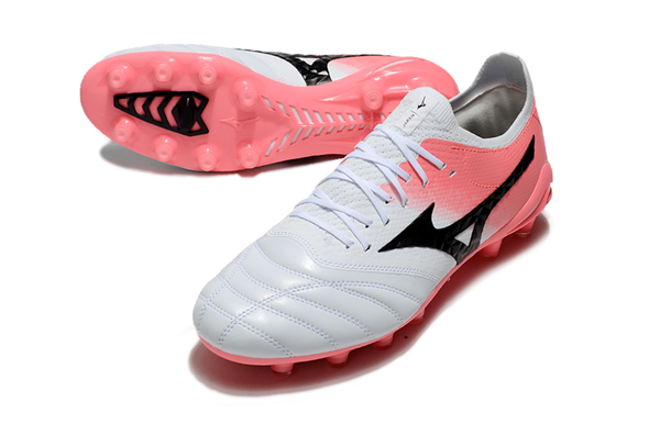 Chuteira Mizuno Morelia Neo IV BATE Made in Japan FG – Campo - Branco/Rosa